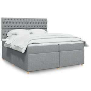 Box spring postel s matrací světle šedá 200 x 200 cm textil - obrázek 1