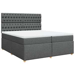 Box spring postel s matrací tmavě šedá 200x200 cm textil - obrázek 3