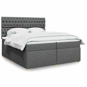 Box spring postel s matrací tmavě šedá 200x200 cm textil - obrázek 1