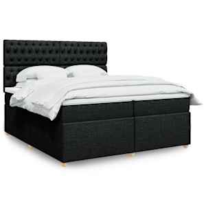 Box spring postel s matrací černá 200x200 cm textil - obrázek 1