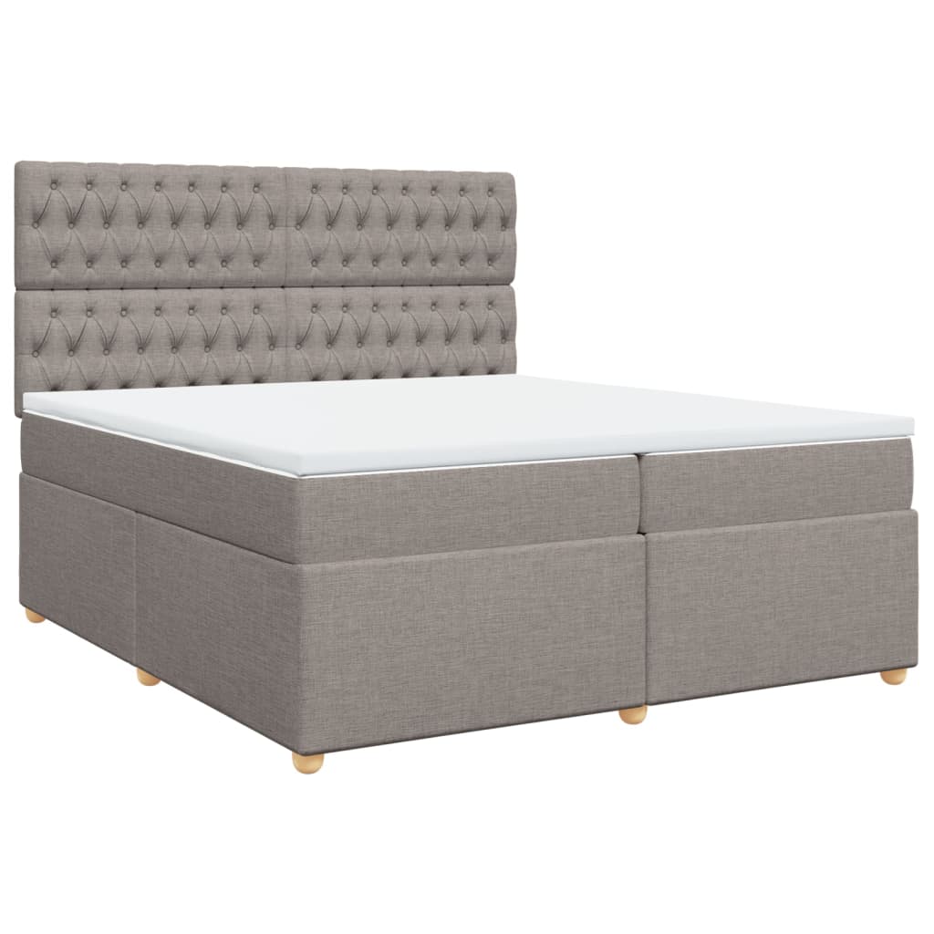vidaXL Boxspring met matras stof taupe 200x200 cm afbeelding