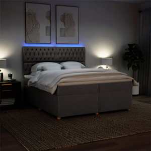Box spring postel s matrací taupe 200x200 cm textil - obrázek 5