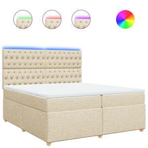 Box spring postel s matrací krémová 200x200 cm textil - obrázek 2