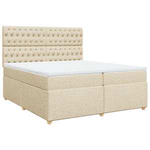 Box spring postel s matrací krémová 200x200 cm textil - obrázek 3