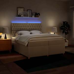 Box spring postel s matrací krémová 200x200 cm textil - obrázek 5