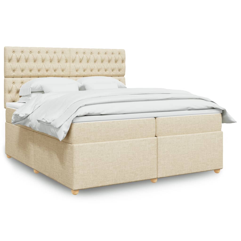 Boxspringbett mit Matratze Creme 200×200 cm Stoff