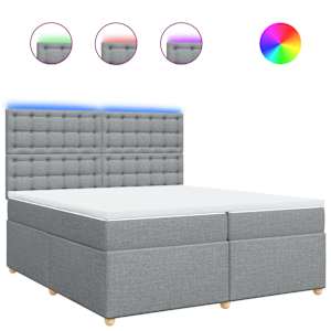 Box spring postel s matrací světle šedá 200 x 200 cm textil - obrázek 2