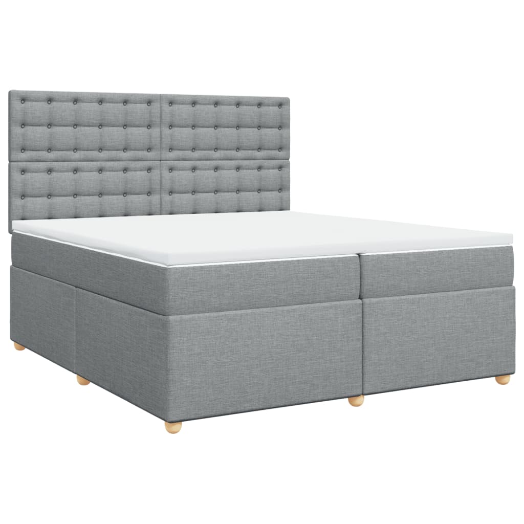 vidaXL Boxspring met matras stof lichtgrijs 200x200 cm afbeelding