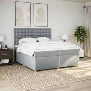 Box spring postel s matrací světle šedá 200 x 200 cm textil - obrázek 4