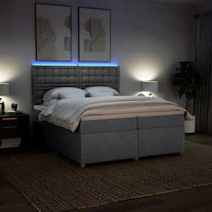 Box spring postel s matrací světle šedá 200 x 200 cm textil - obrázek 5