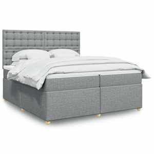Box spring postel s matrací světle šedá 200 x 200 cm textil - obrázek 1