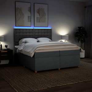 Box spring postel s matrací tmavě šedá 200x200 cm textil - obrázek 5