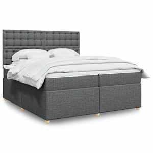 Box spring postel s matrací tmavě šedá 200x200 cm textil - obrázek 1