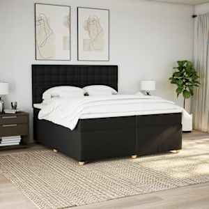 Box spring postel s matrací černá 200x200 cm textil - obrázek 4