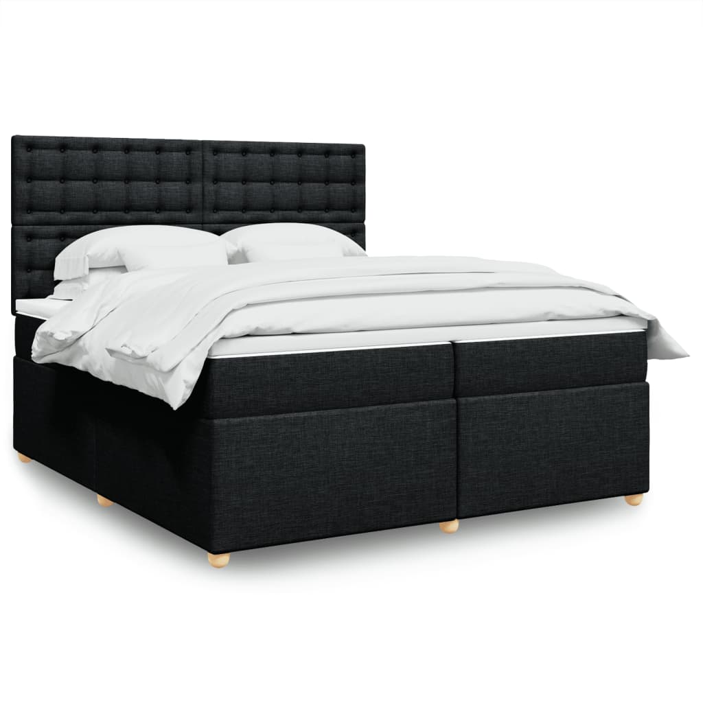 Boxspringbett mit Matratze Schwarz 200×200 cm Stoff