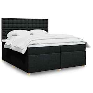 Box spring postel s matrací černá 200x200 cm textil - obrázek 1