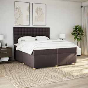 Box spring postel s matrací tmavě hnědá 200x200 cm textil - obrázek 4