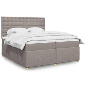 Box spring postel s matrací taupe 200x200 cm textil - obrázek 1