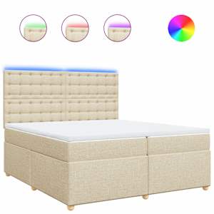Box spring postel s matrací krémová 200x200 cm textil - obrázek 2