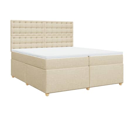 vidaXL Boxspring met matras stof cr&egrave;mekleurig 200x200 cm