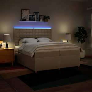 Box spring postel s matrací krémová 200x200 cm textil - obrázek 5