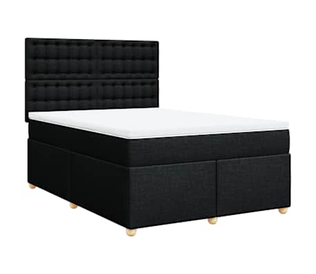 vidaXL Box Spring Bed with Mattress Black Double Fabric