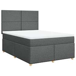 vidaXL Box Spring Bed with Mattress Dark Grey Queen Fabric