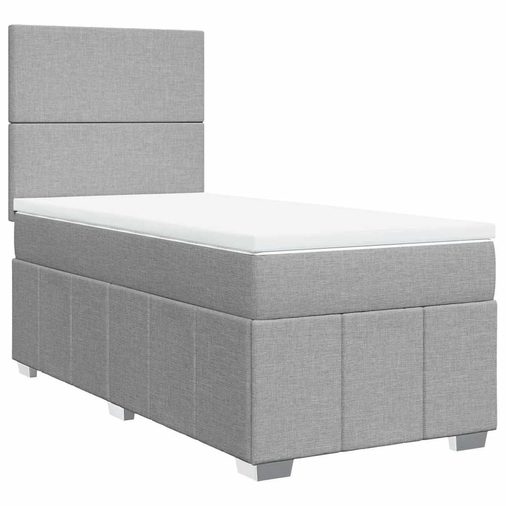 vidaXL Boxspring met matras stof lichtgrijs 80x200 cm afbeelding