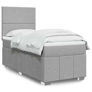 Box spring postelja z vzmetnico svetlo siva 80x200 cm blago