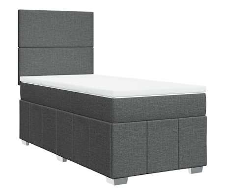 vidaXL Sommier &agrave; lattes de lit avec matelas Gris fonc&eacute; 80x200 cm Tissu