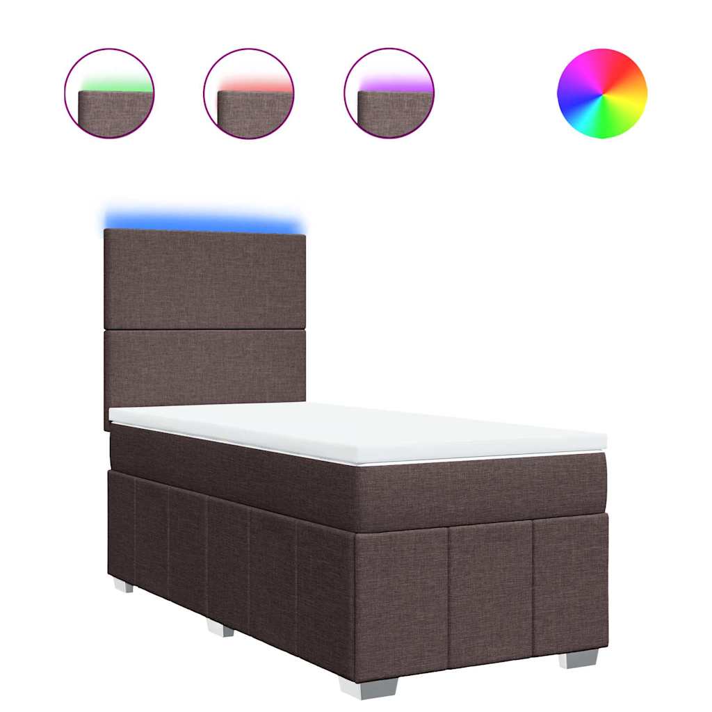 Thumbnail - vidaXL Boxspringbett mit Matratze Dunkelbraun 80x200 cm Stoff