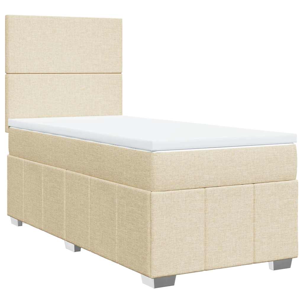 vidaXL Boxspring met matras stof crèmekleurig 80x200 cm afbeelding