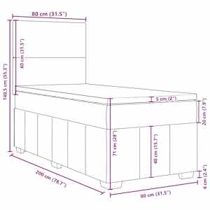 Box spring postel s matrací krémová 80 x 200 cm textil - obrázek 18