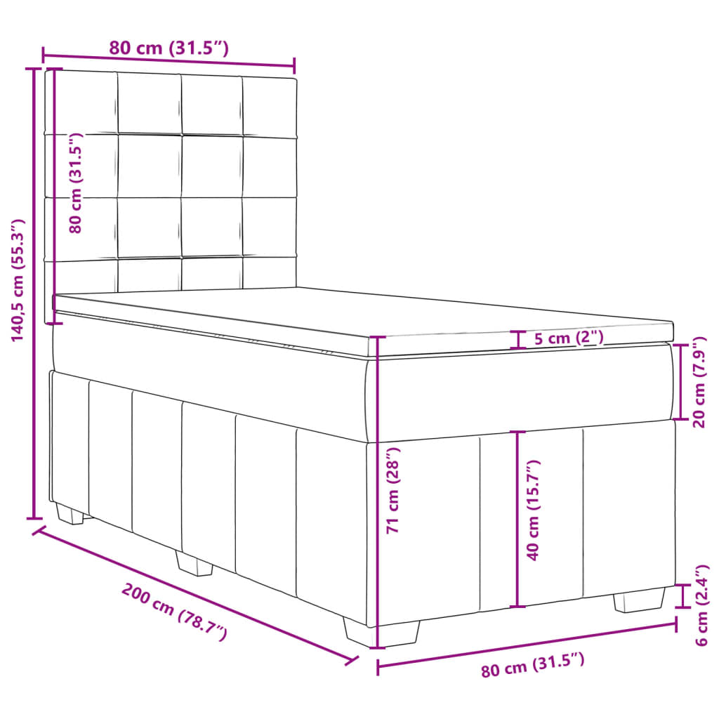 Box spring postel s matrací krémová 80 x 200 cm textil - obrázek 18