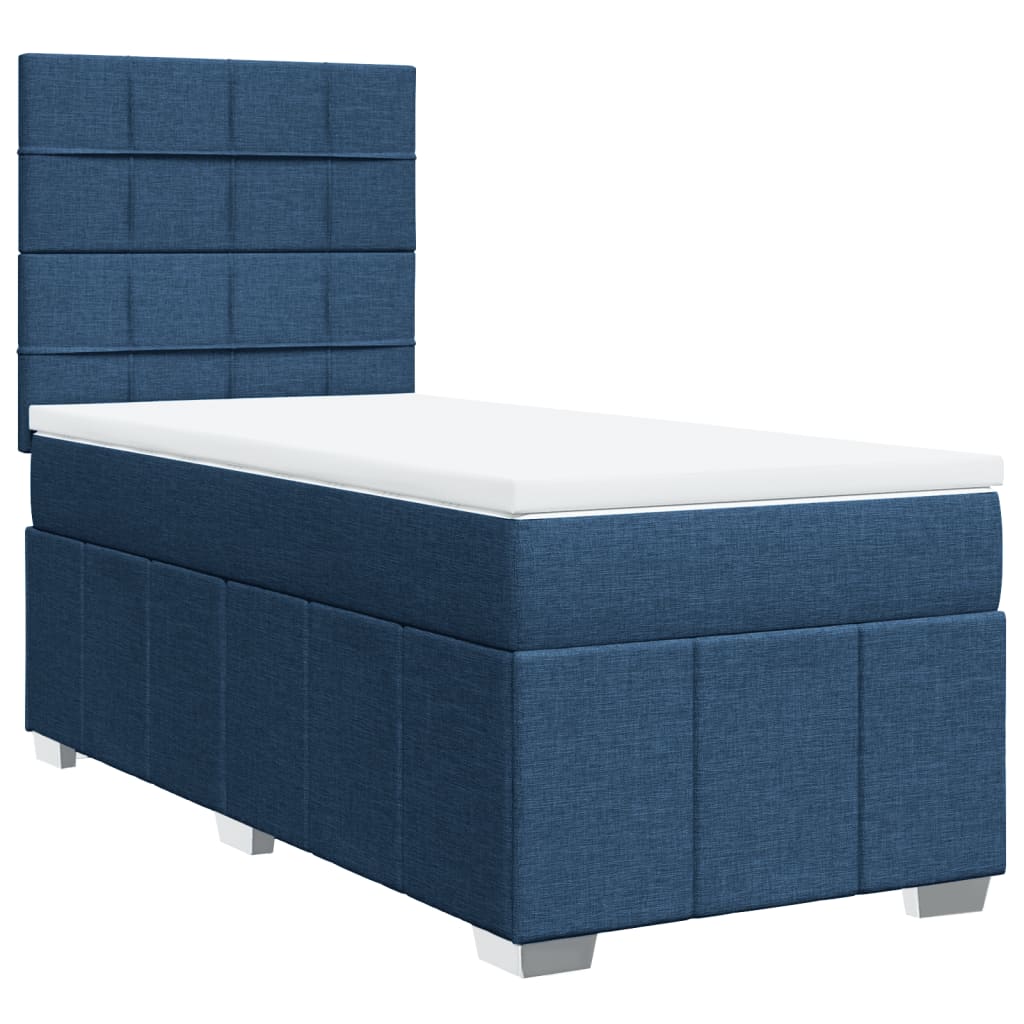 vidaXL Boxspring met matras stof blauw 80x200 cm afbeelding