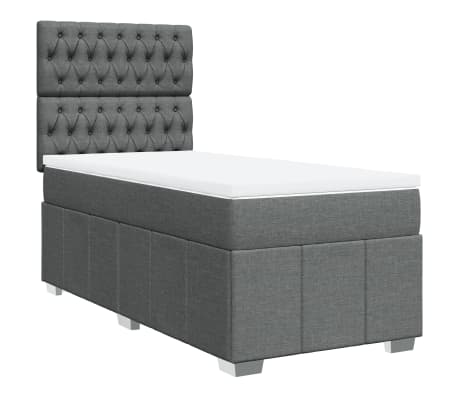 vidaXL Sommier &agrave; lattes de lit avec matelas Gris fonc&eacute; 80x200 cm Tissu