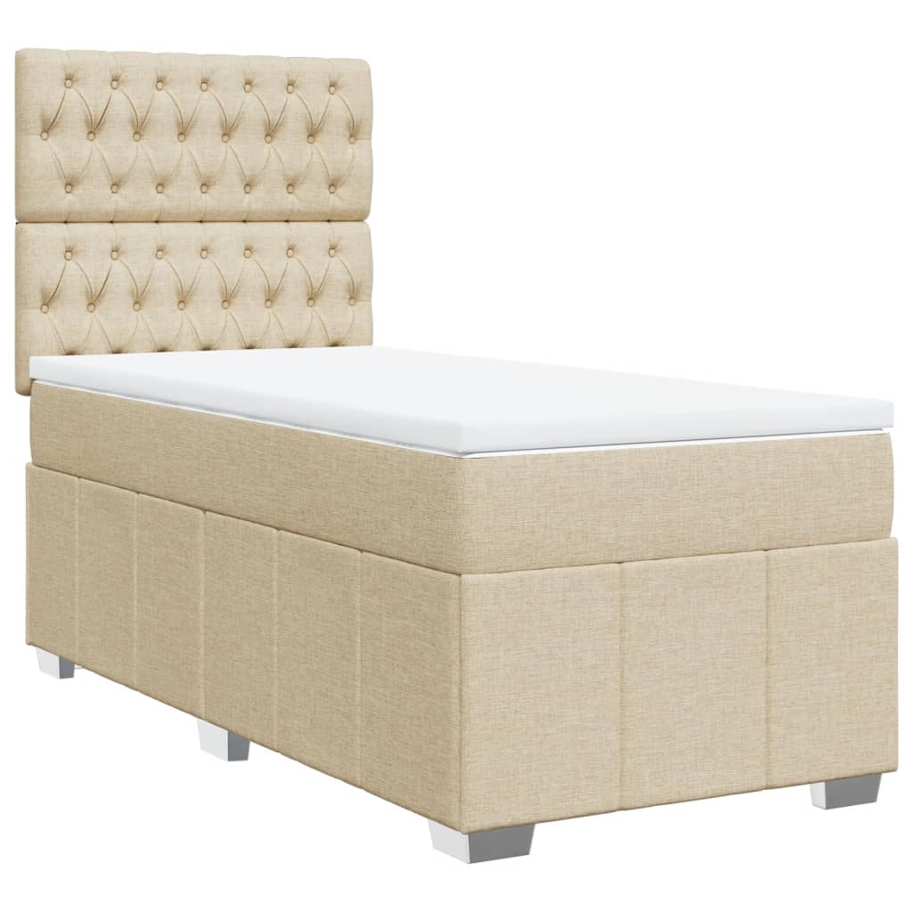 vidaXL Boxspring met matras stof crèmekleurig 80x200 cm afbeelding