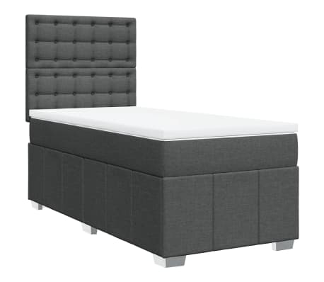 vidaXL Sommier &agrave; lattes de lit avec matelas Gris fonc&eacute; 80x200 cm Tissu