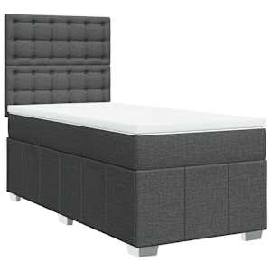 Box spring postel s matrací tmavě šedá 80 x 200 cm textil - obrázek 3