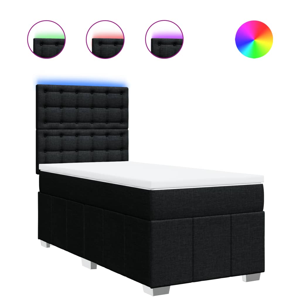 Thumbnail - vidaXL Boxspringbett mit Matratze Schwarz 80x200 cm Stoff