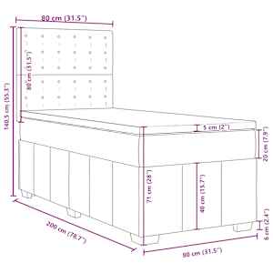 Box spring postel s matrací černá 80 x 200 cm textil - obrázek 18