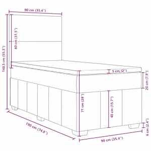 Box spring postel s matrací světle šedá 90x190 cm textil - obrázek 18