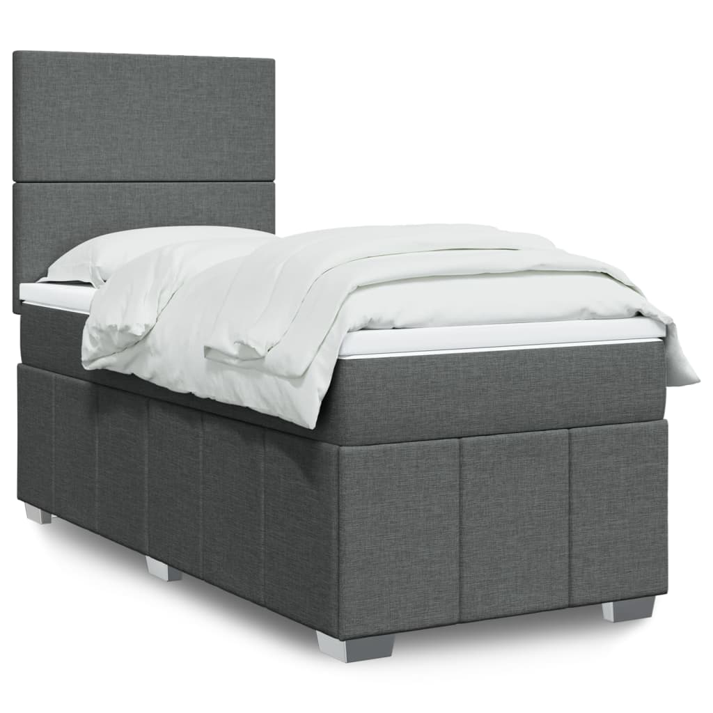 Boxspringbett mit Matratze Dunkelgrau 90×190 cm Stoff