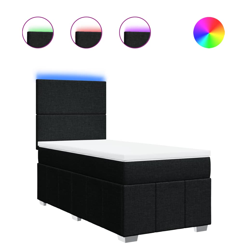 Thumbnail - vidaXL Boxspringbett mit Matratze Schwarz 90x190 cm Stoff