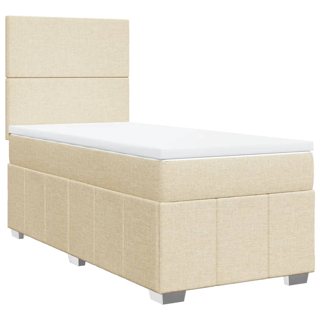 vidaXL Boxspring met matras stof crèmekleurig 90x190 cm afbeelding