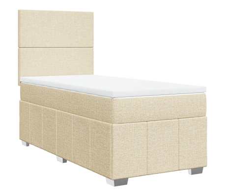 vidaXL Boxspring met matras stof cr&egrave;mekleurig 90x190 cm
