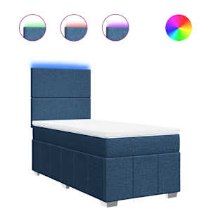 Box spring postel s matrací modrá 90x190 cm textil - obrázek 2