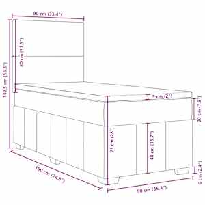 Box spring postel s matrací modrá 90x190 cm textil - obrázek 18