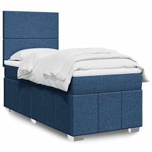 Box spring postel s matrací modrá 90x190 cm textil - obrázek 1