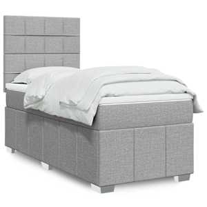Box spring postel s matrací světle šedá 90x190 cm textil - obrázek 1